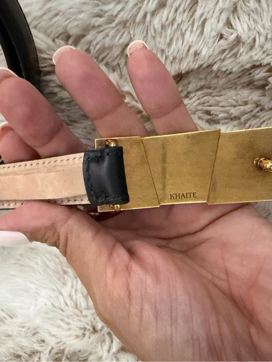 Khaite Axel Belt 85 Gold Black Leather Medium main image 4